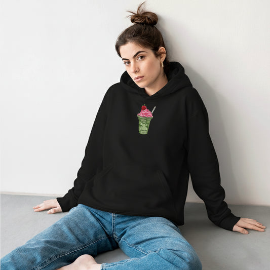 Strawberry Matcha Hoodie Black/ White
