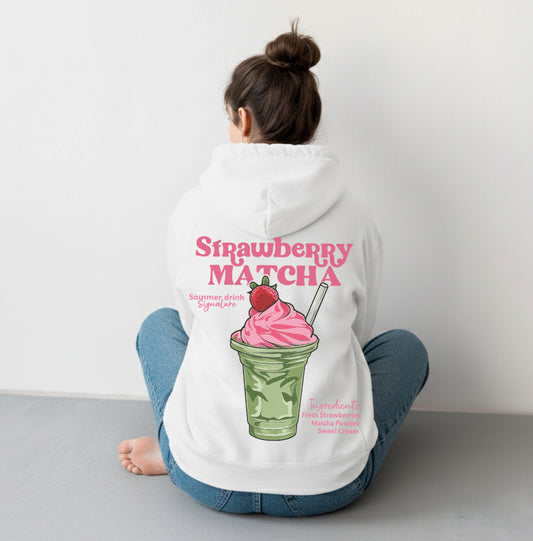 Strawberry Matcha Hoodie Black/ White