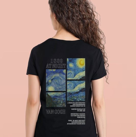 Starry nights, good vibes tee. Black/ White