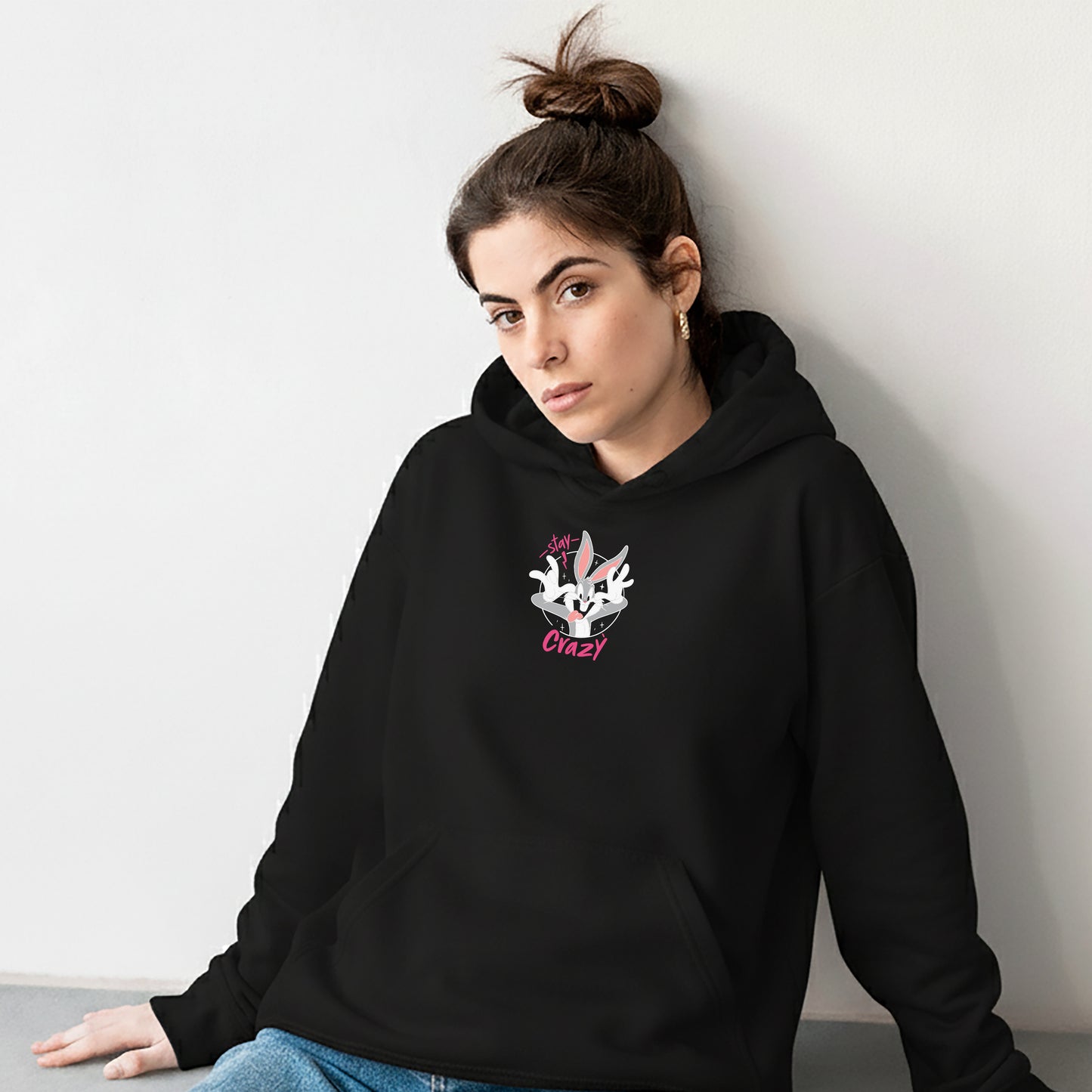 Crazy Rabbit Hoodie Black/ White