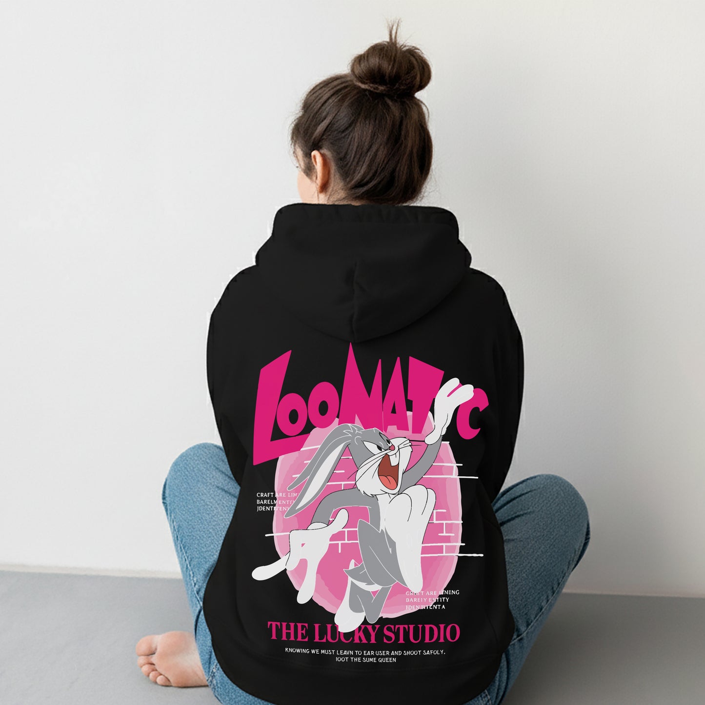 Crazy Rabbit Hoodie Black/ White