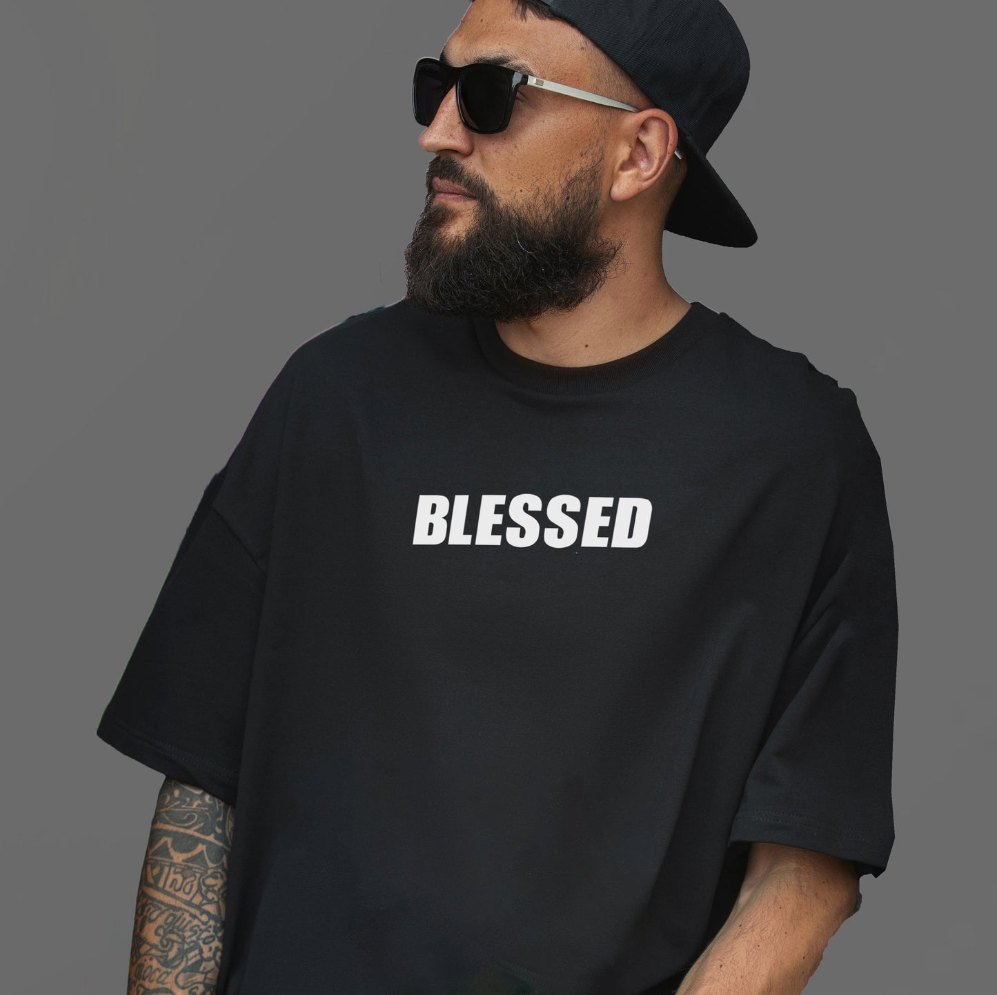 Feeling blessed, rolling with it. Your new go-to tee. Black/White