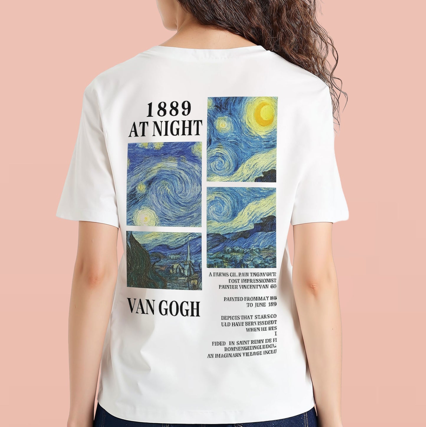 Starry nights, good vibes tee. Black/ White
