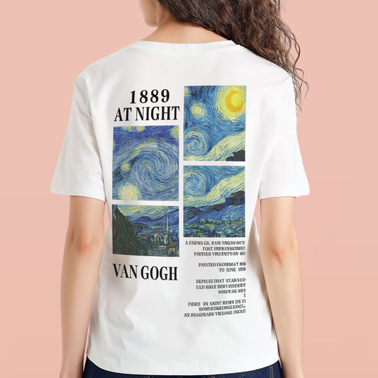 Starry nights, good vibes tee. Black/ White