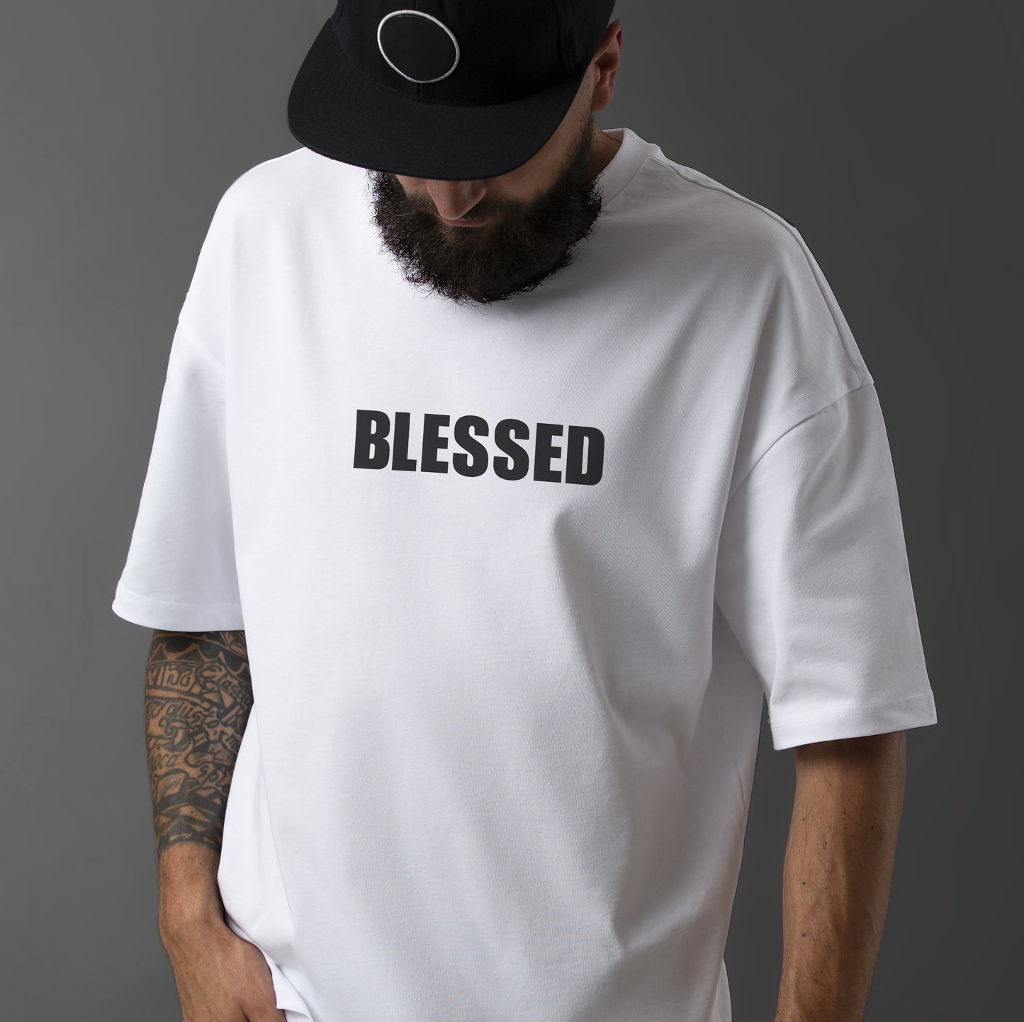 Feeling blessed, rolling with it. Your new go-to tee. Black/White