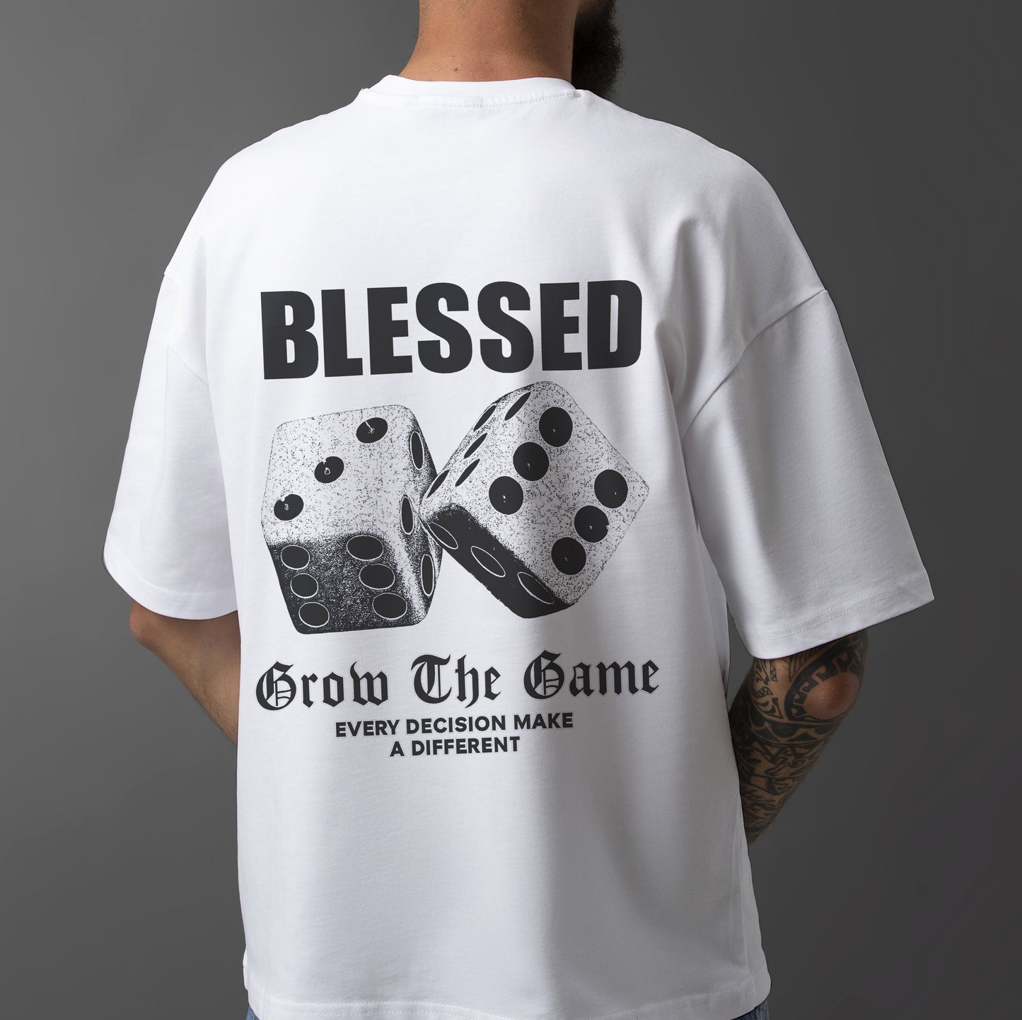 Feeling blessed, rolling with it. Your new go-to tee. Black/White