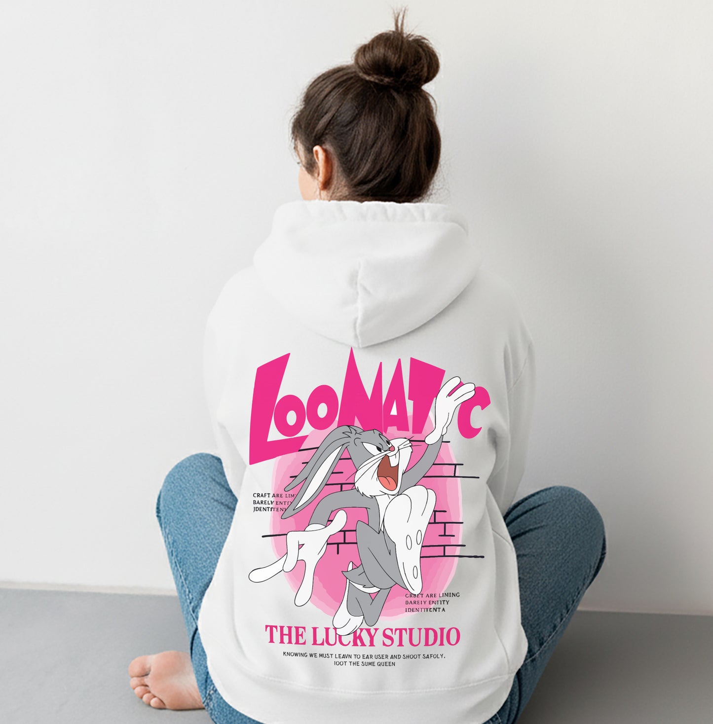 Crazy Rabbit Hoodie Black/ White