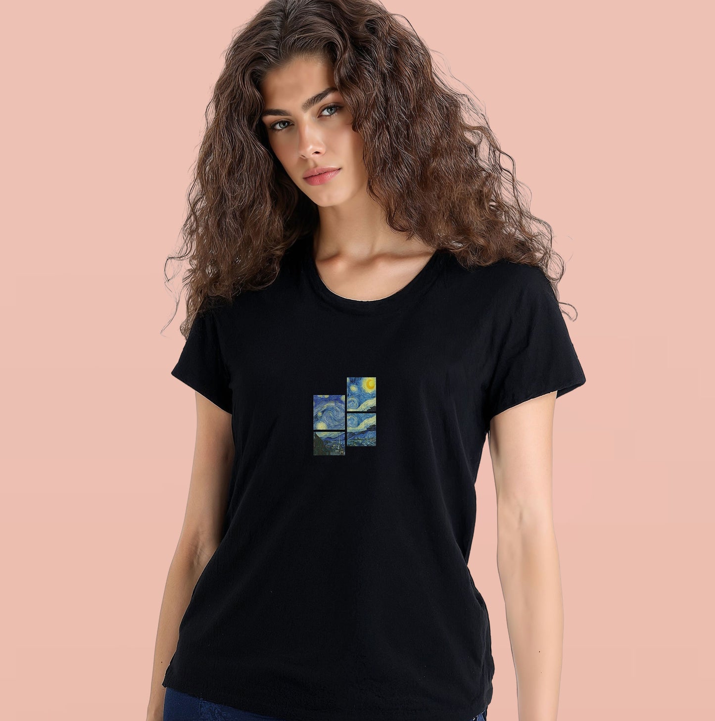 Starry nights, good vibes tee. Black/ White